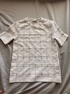Ted Baker Cream Knit Top with Subtle Stripe Accents